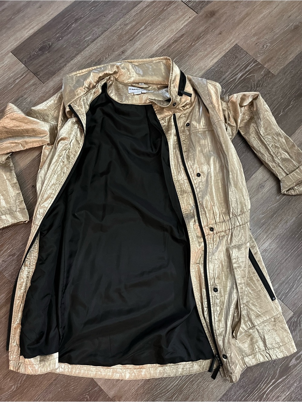 NIKKI JONES MONTREAL Metallic Gold Jacket Parka Coat | Size S Small - Picture 2 of 12